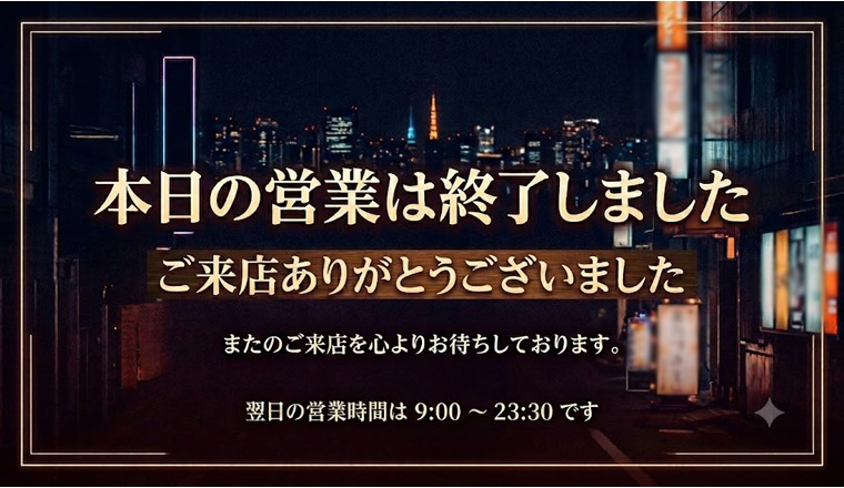 【新着画像】本日の営業は終了いたしました